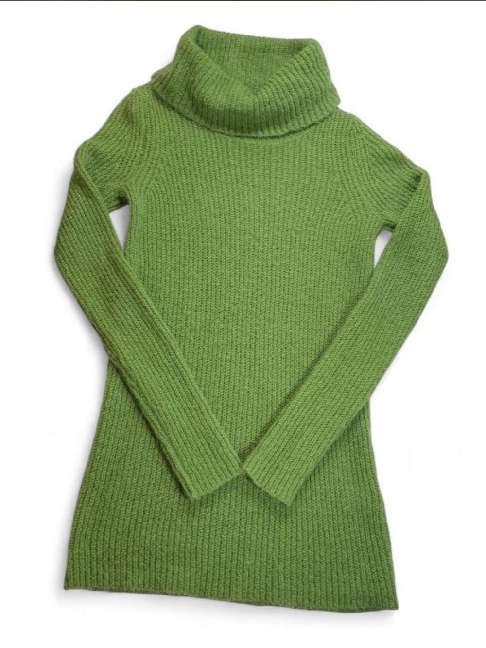Twik Mohair Turtleneck Sweater Dress XS Tunic Knit Green Fuzzy Goblincore Fairy